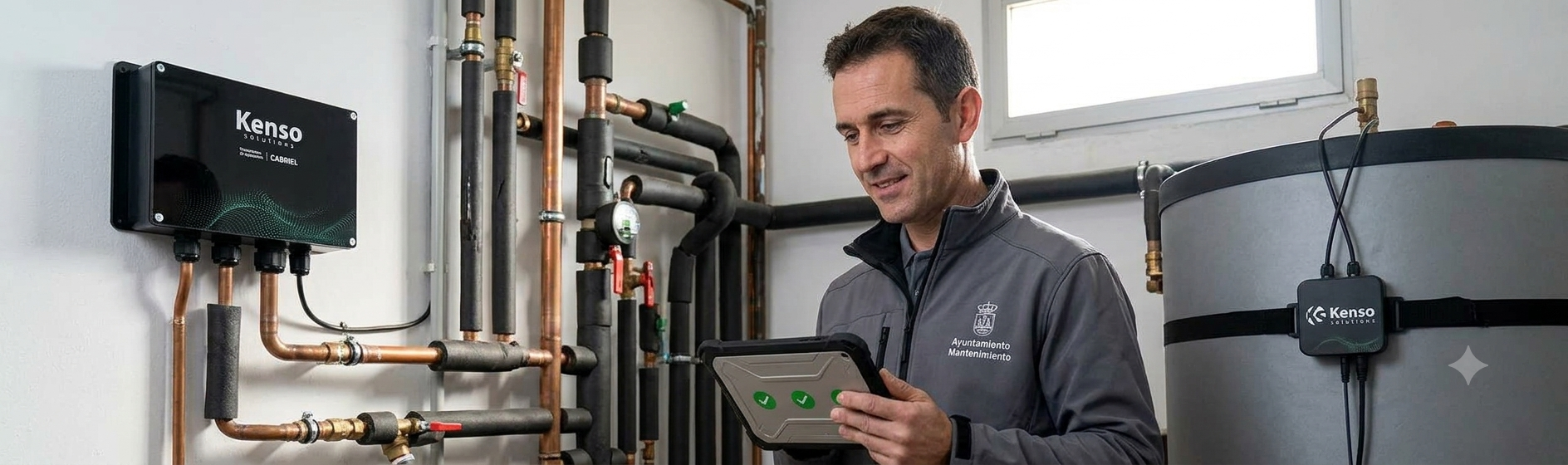 Personal de mantenimiento RD 487/2022 utilizando monitorización remota en instalaciones municipales